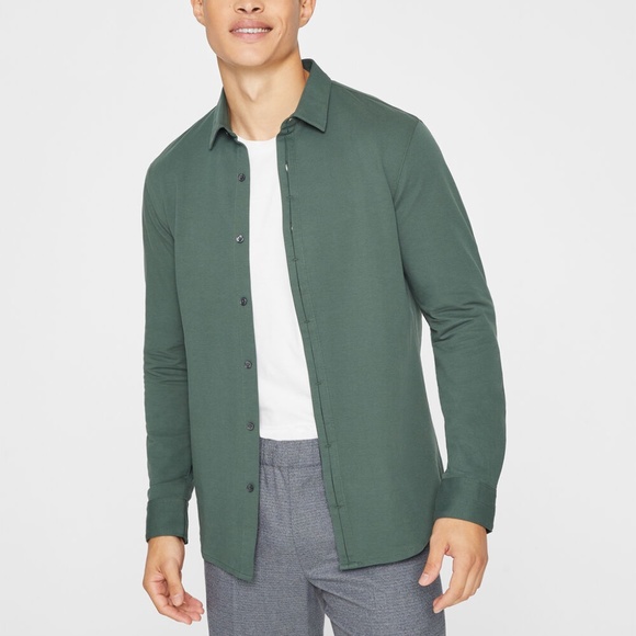 Hidden Placket Knit Shirt - Brand New - NEVER WORN - Green - Picture 1 of 5